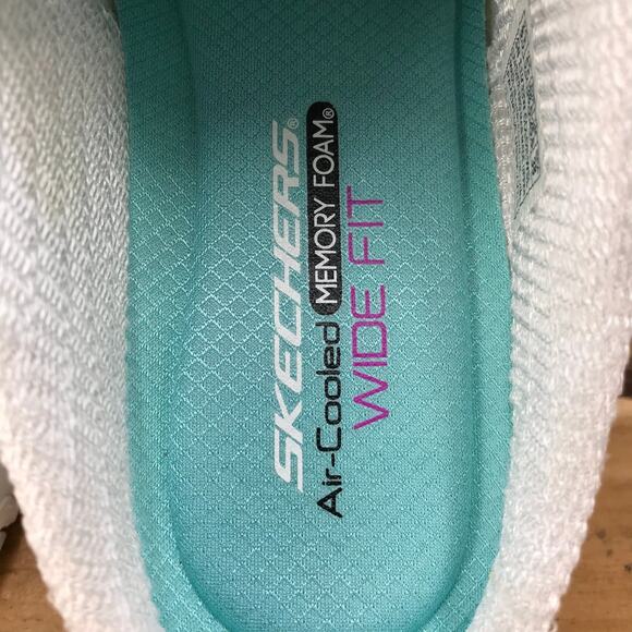 Skechers D'Lites Slip On Mule Sneakers Women 8.5 Wide White Leather Low Top - Picture 5 of 8